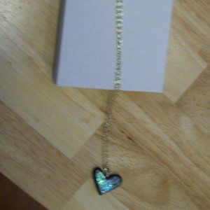 KENDRA SCOTT Poppy 14K Goldplated & Abalone Heart Pendant Necklace, NWT